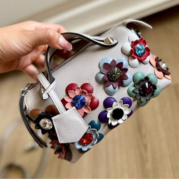 Fendi By The Way Mini Limited Edition Floral Embellished Small Boston Bag - Picture 4 of 13